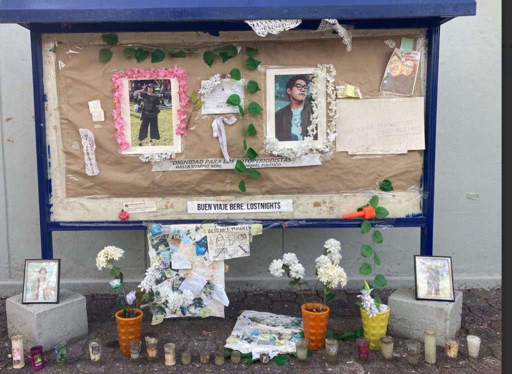 Memorial en honor a Berenice y Miguel, tomada el 6 de junio.